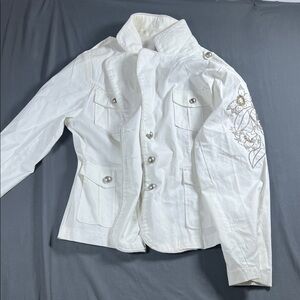 Style & Co. White Embroidered Jacket G 0026